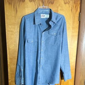 Light Blue Button-Up Shirt with Chest Pockets